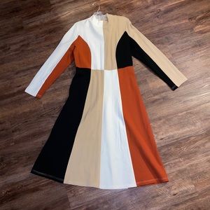 New! Colorblock Knit MIDI Dress